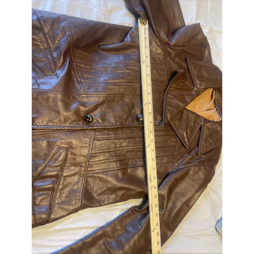 Vintage Men Leather Blazer Size 38 Brown 3 Bottons - Picture 11 of 16
